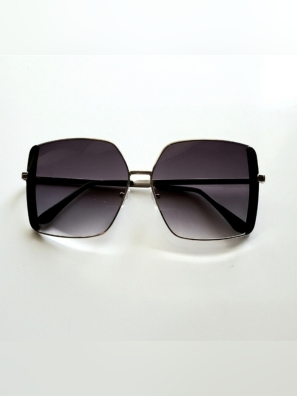 Silver and Black Square Sunglasses